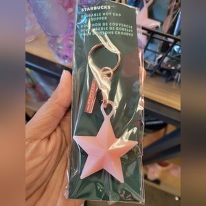 Starbucks Holiday 2023 Pink Reusable Silicone Star Hot Cup Lid Stopper Keychain